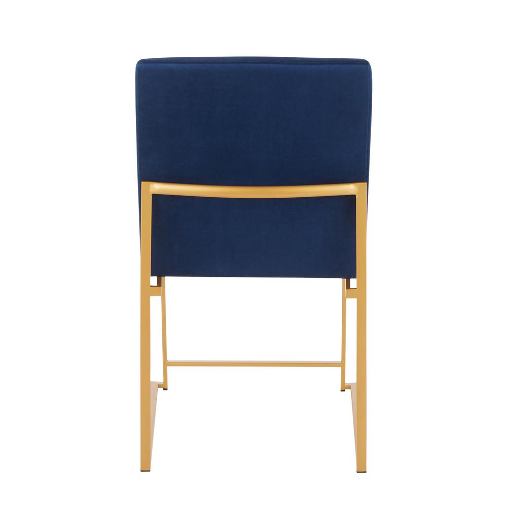 Gold Metal, Blue Velvet High Back Fuji Dining Chair - Set of 2. Picture 5