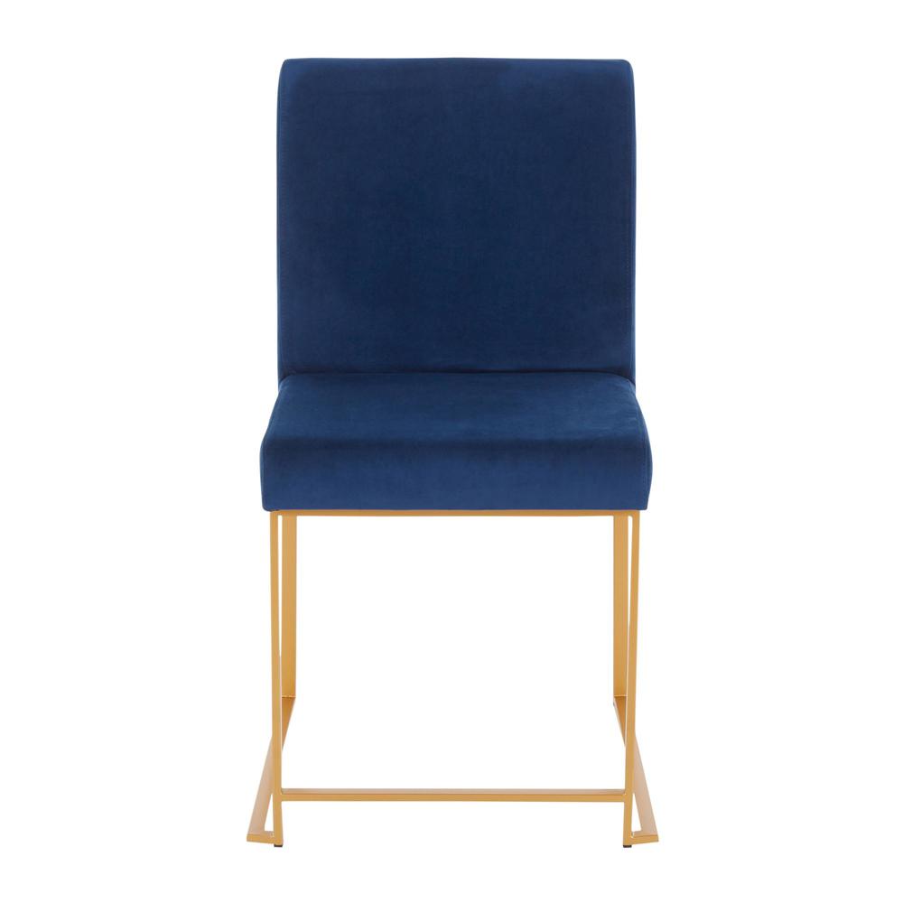 Gold Metal, Blue Velvet High Back Fuji Dining Chair - Set of 2. Picture 6
