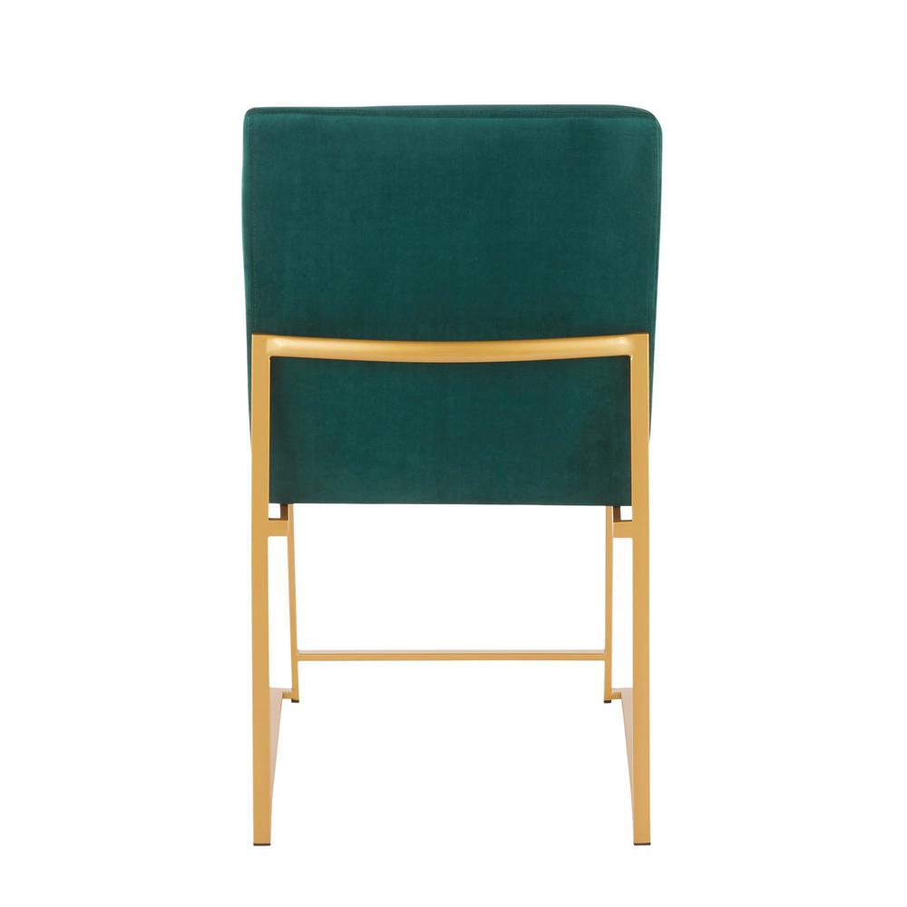 Gold Metal, Green  Velvet High Back Fuji Dining Chair - Set of 2. Picture 5