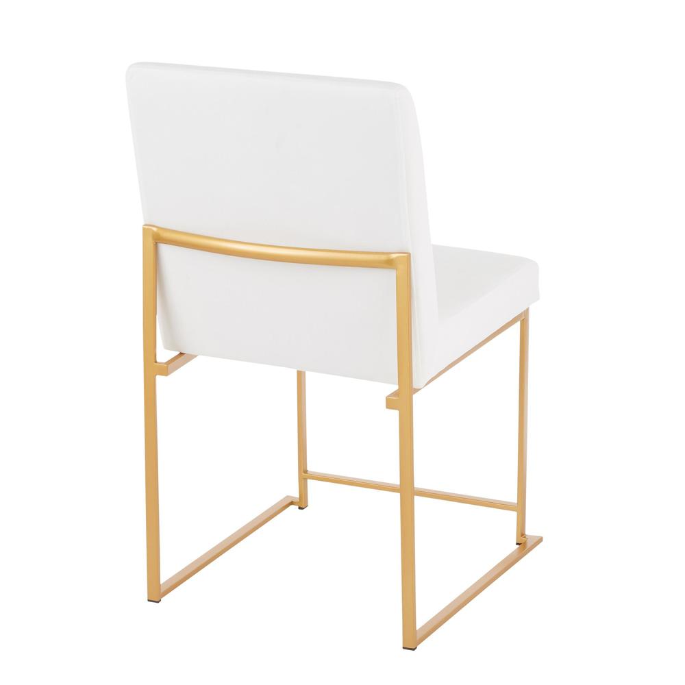 Gold Metal, White Velvet High Back Fuji Dining Chair - Set of 2. Picture 4