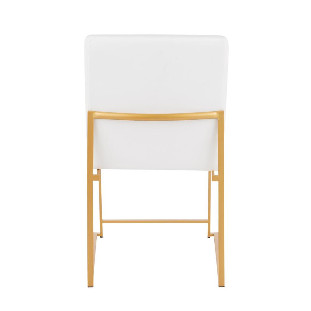 Gold Metal, White Velvet High Back Fuji Dining Chair - Set of 2. Picture 5