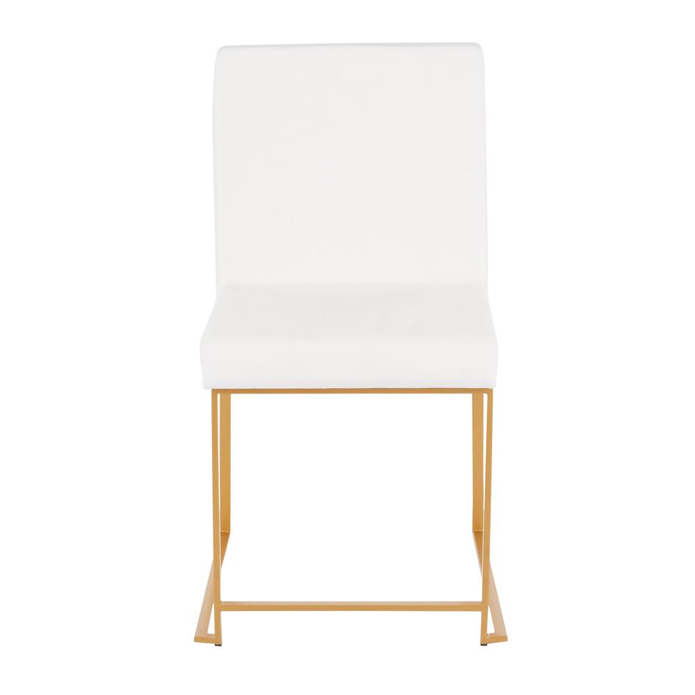 Gold Metal, White Velvet High Back Fuji Dining Chair - Set of 2. Picture 6