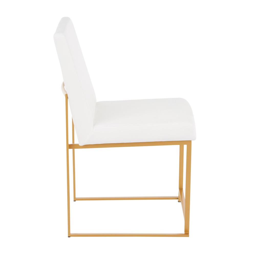Gold Metal, White Velvet High Back Fuji Dining Chair - Set of 2. Picture 3