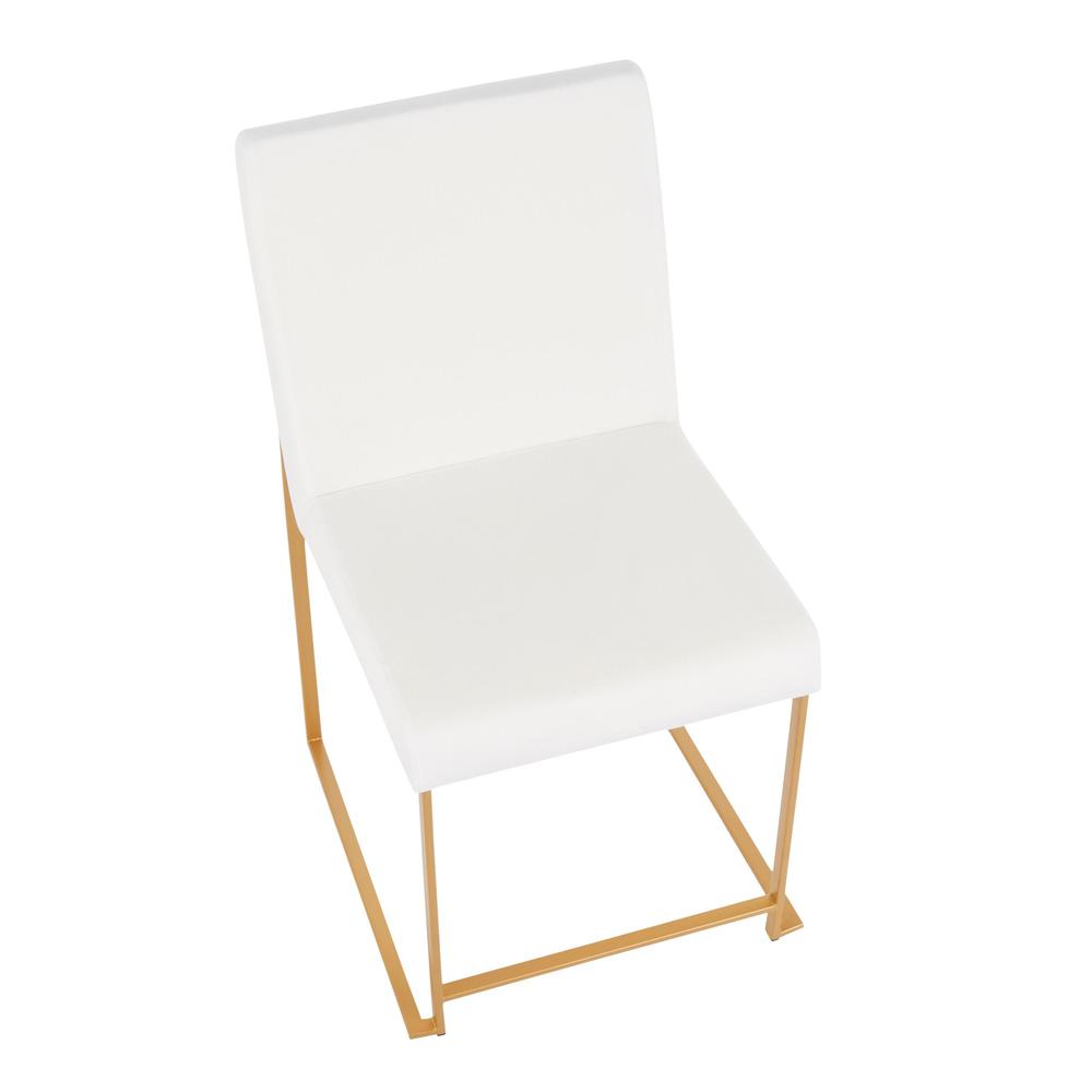 Gold Metal, White Velvet High Back Fuji Dining Chair - Set of 2. Picture 7