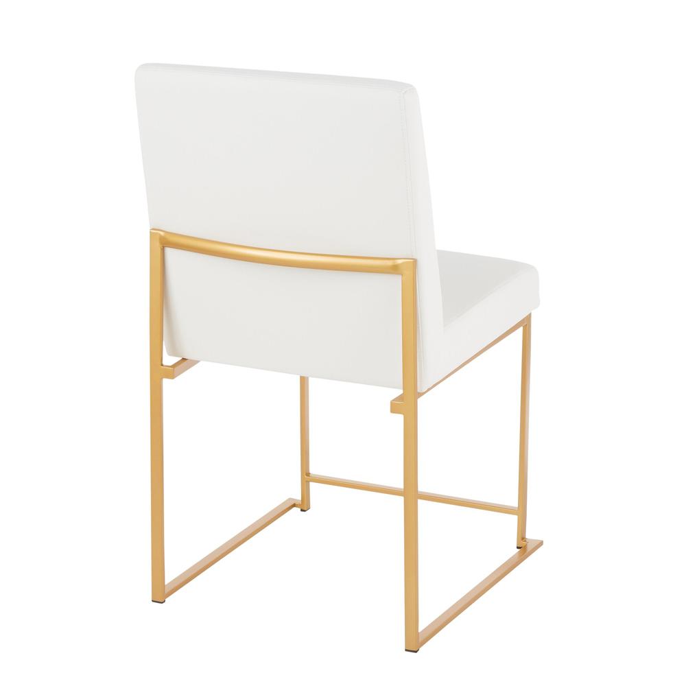 Gold Metal, White PU High Back Fuji Dining Chair - Set of 2. Picture 4