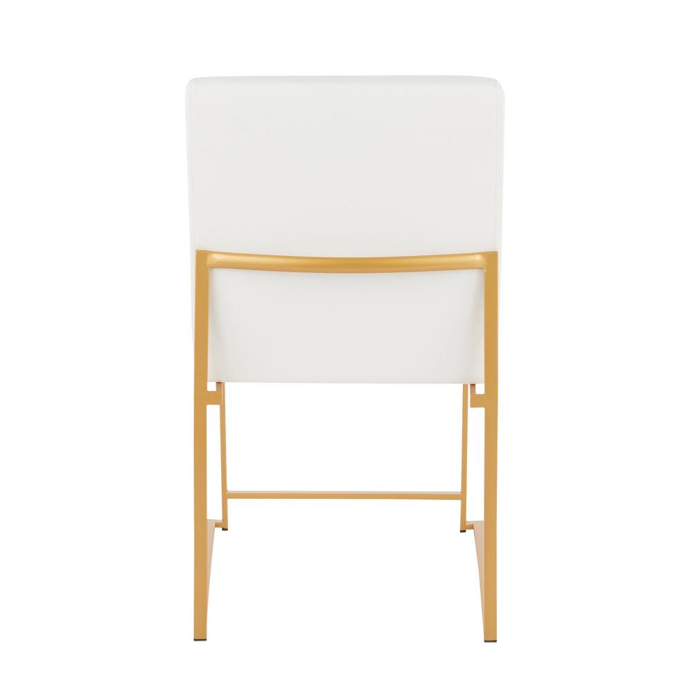 Gold Metal, White PU High Back Fuji Dining Chair - Set of 2. Picture 5