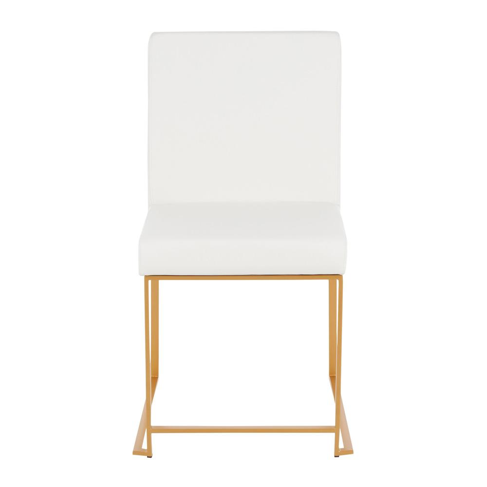 Gold Metal, White PU High Back Fuji Dining Chair - Set of 2. Picture 6