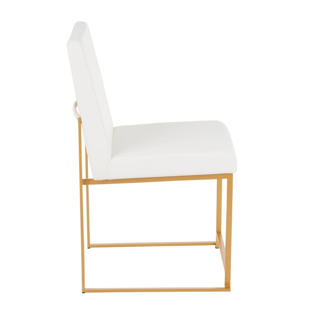 Gold Metal, White PU High Back Fuji Dining Chair - Set of 2. Picture 3
