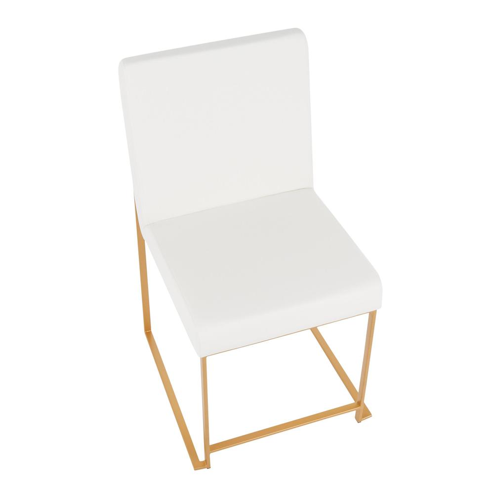 Gold Metal, White PU High Back Fuji Dining Chair - Set of 2. Picture 7