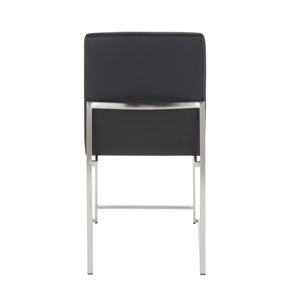 Brushed Stainless Steel, Black PU High Back Fuji Dining Chair - Set of 2. Picture 5