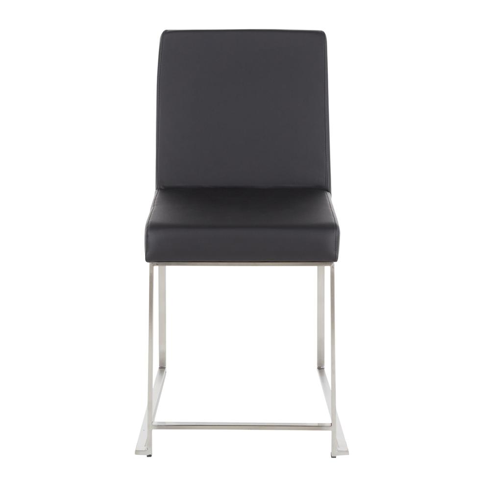 Brushed Stainless Steel, Black PU High Back Fuji Dining Chair - Set of 2. Picture 6