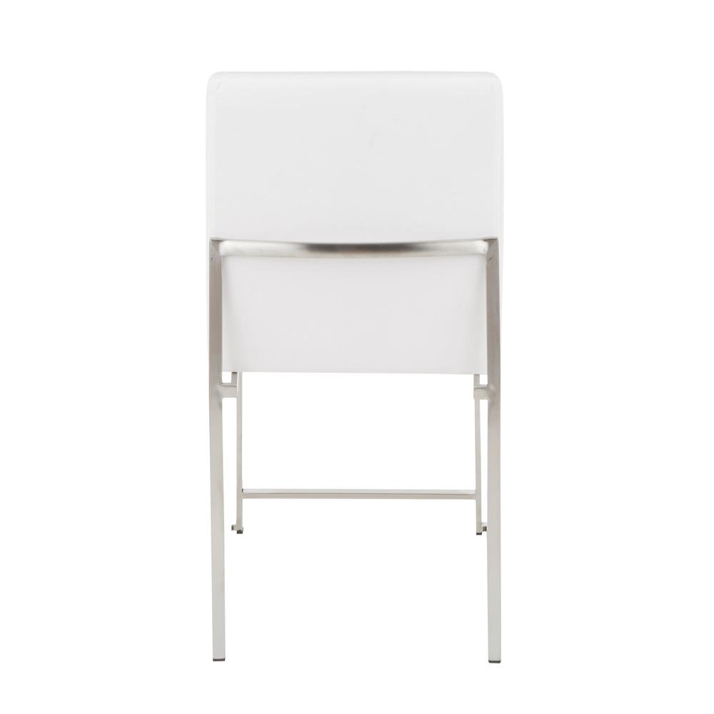 Brushed Stainless Steel, White Velvet High Back Fuji Dining Chair - Set of 2. Picture 5