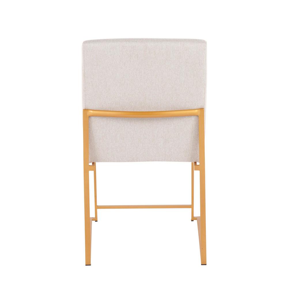 Gold Steel, Beige Fabric High Back Fuji Dining Chair - Set of 2. Picture 5