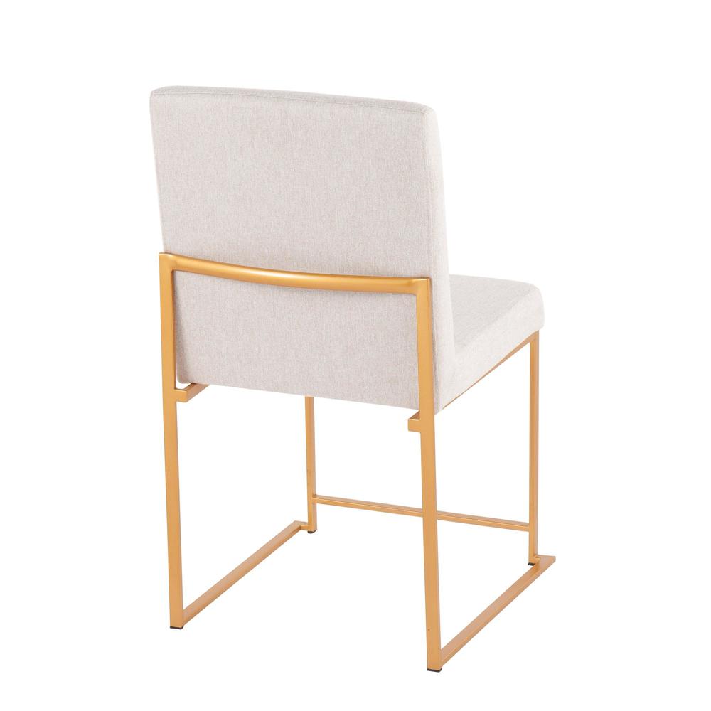 Gold Steel, Beige Fabric High Back Fuji Dining Chair - Set of 2. Picture 4