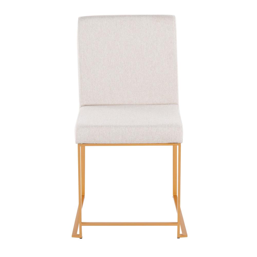 Gold Steel, Beige Fabric High Back Fuji Dining Chair - Set of 2. Picture 6