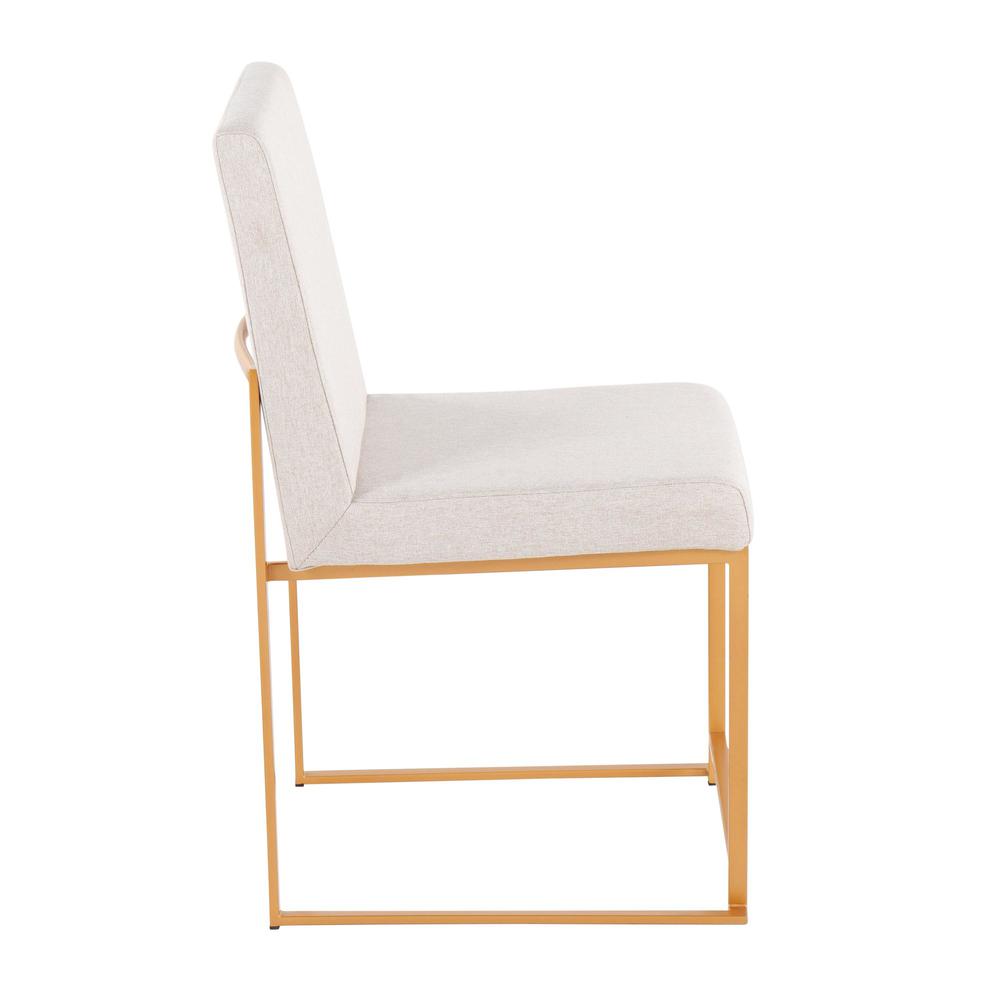 Gold Steel, Beige Fabric High Back Fuji Dining Chair - Set of 2. Picture 3