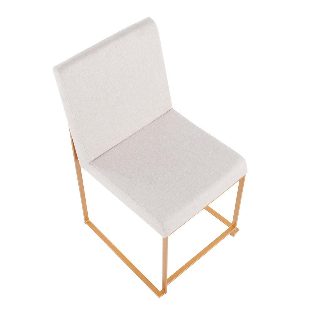 Gold Steel, Beige Fabric High Back Fuji Dining Chair - Set of 2. Picture 7