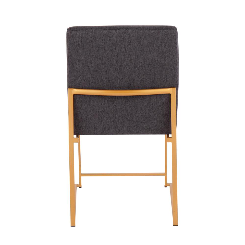 Gold Steel, Charcoal Fabric High Back Fuji Dining Chair - Set of 2. Picture 5