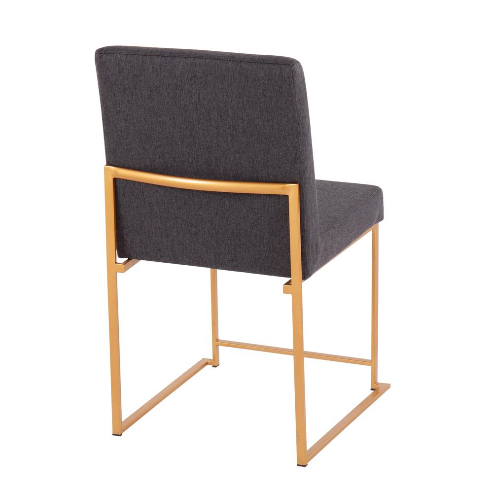 Gold Steel, Charcoal Fabric High Back Fuji Dining Chair - Set of 2. Picture 4