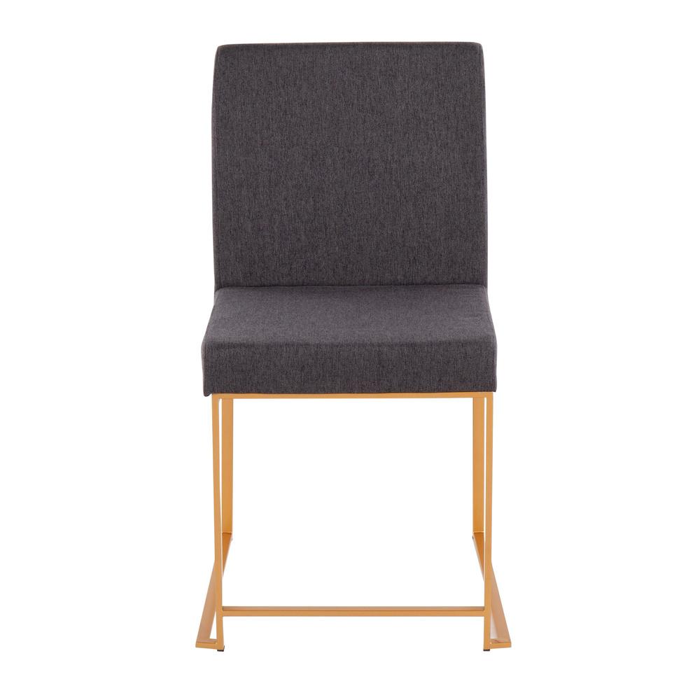 Gold Steel, Charcoal Fabric High Back Fuji Dining Chair - Set of 2. Picture 6