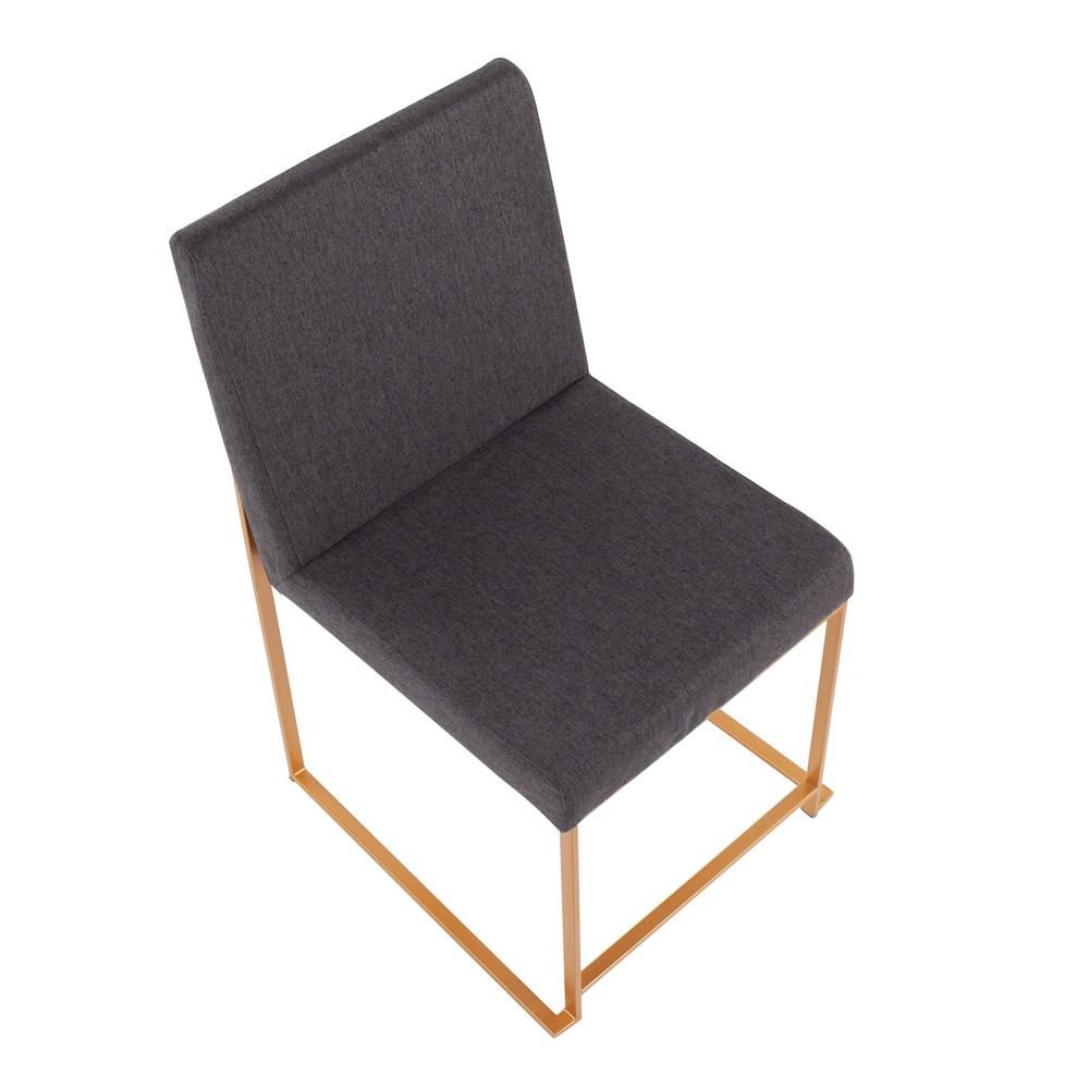 Gold Steel, Charcoal Fabric High Back Fuji Dining Chair - Set of 2. Picture 7