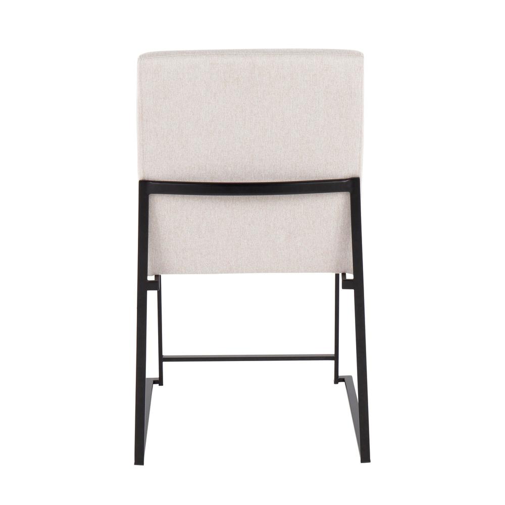 Black Steel, Beige Fabric High Back Fuji Dining Chair - Set of 2. Picture 5