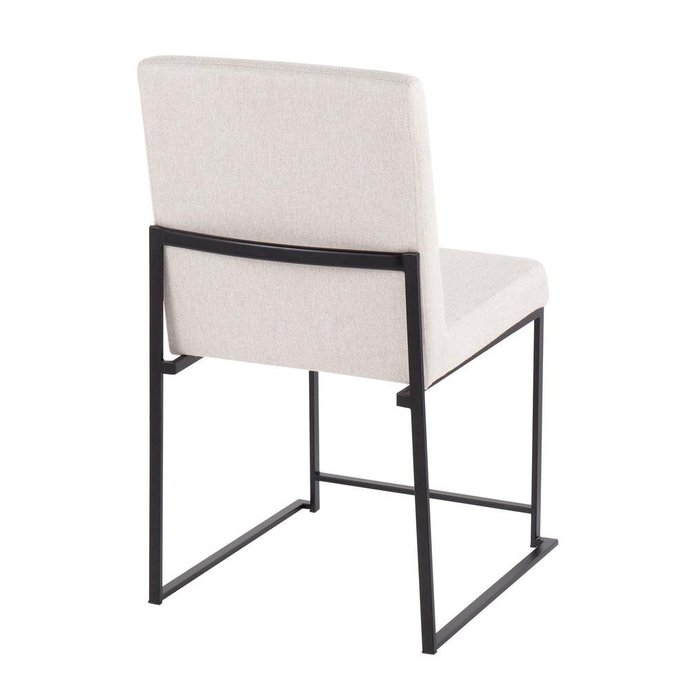 Black Steel, Beige Fabric High Back Fuji Dining Chair - Set of 2. Picture 4