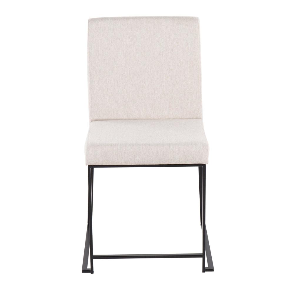 Black Steel, Beige Fabric High Back Fuji Dining Chair - Set of 2. Picture 6