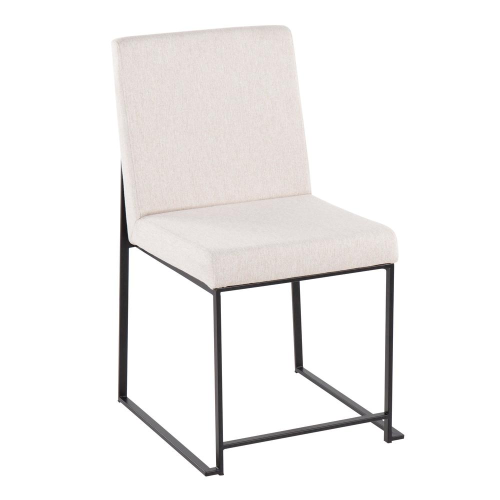 Black Steel, Beige Fabric High Back Fuji Dining Chair - Set of 2. Picture 2