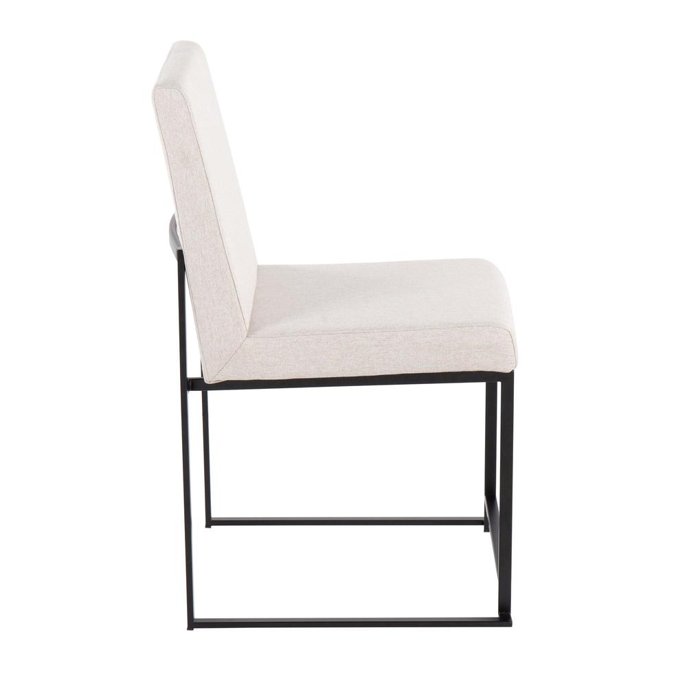 Black Steel, Beige Fabric High Back Fuji Dining Chair - Set of 2. Picture 3