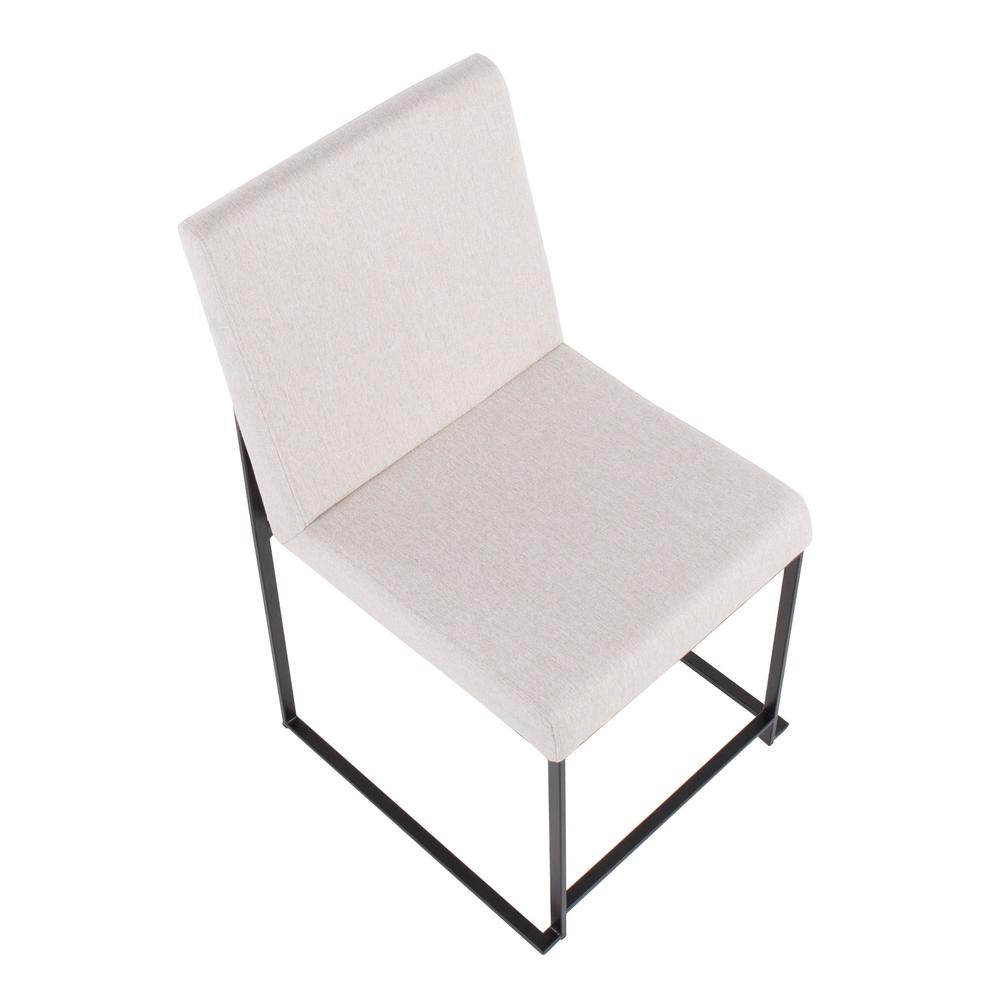 Black Steel, Beige Fabric High Back Fuji Dining Chair - Set of 2. Picture 7