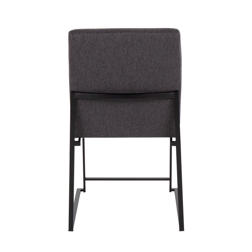 Black Steel, Charcoal Fabric High Back Fuji Dining Chair - Set of 2. Picture 5