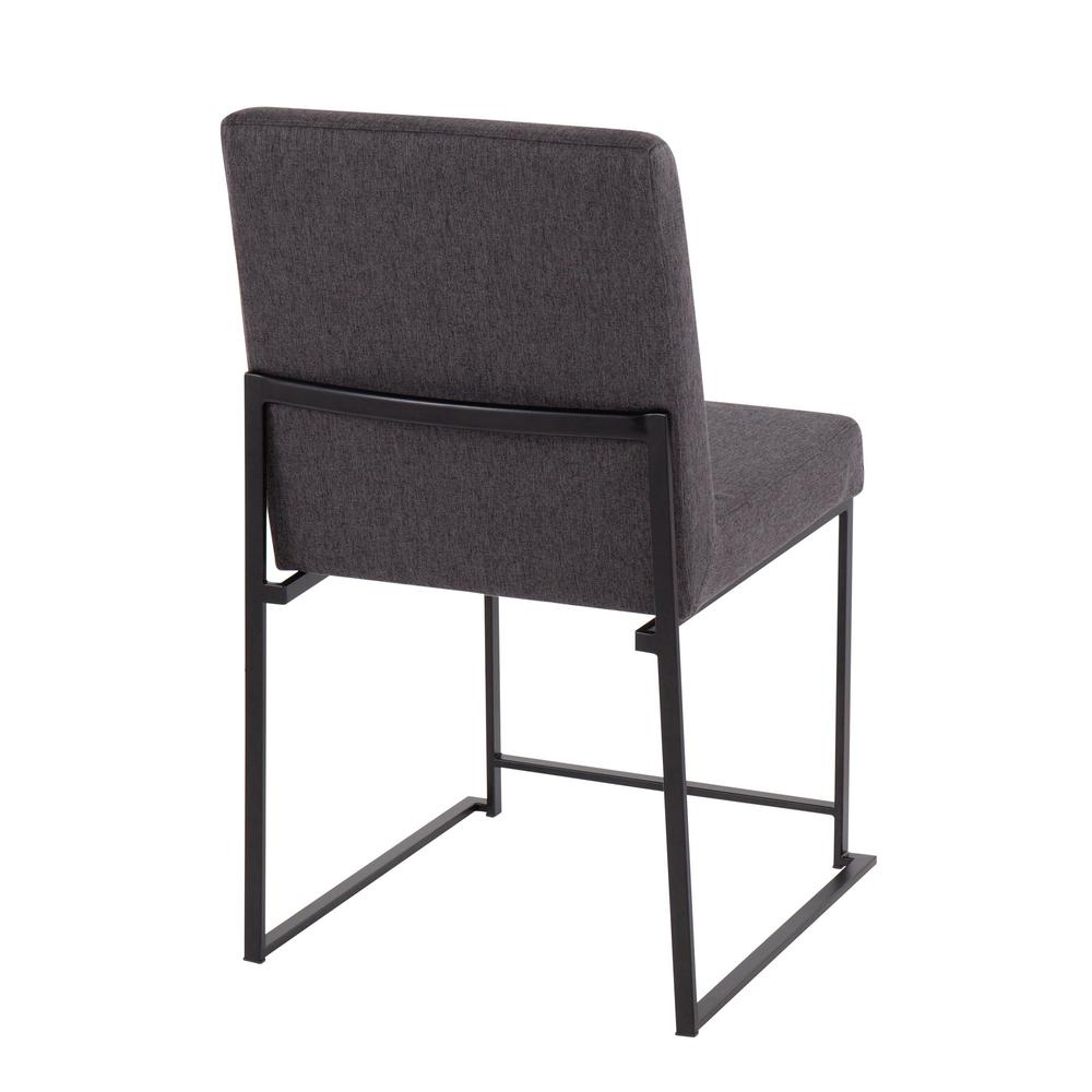 Black Steel, Charcoal Fabric High Back Fuji Dining Chair - Set of 2. Picture 4