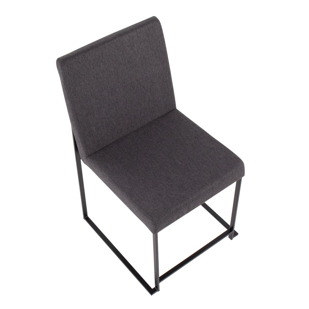 Black Steel, Charcoal Fabric High Back Fuji Dining Chair - Set of 2. Picture 7