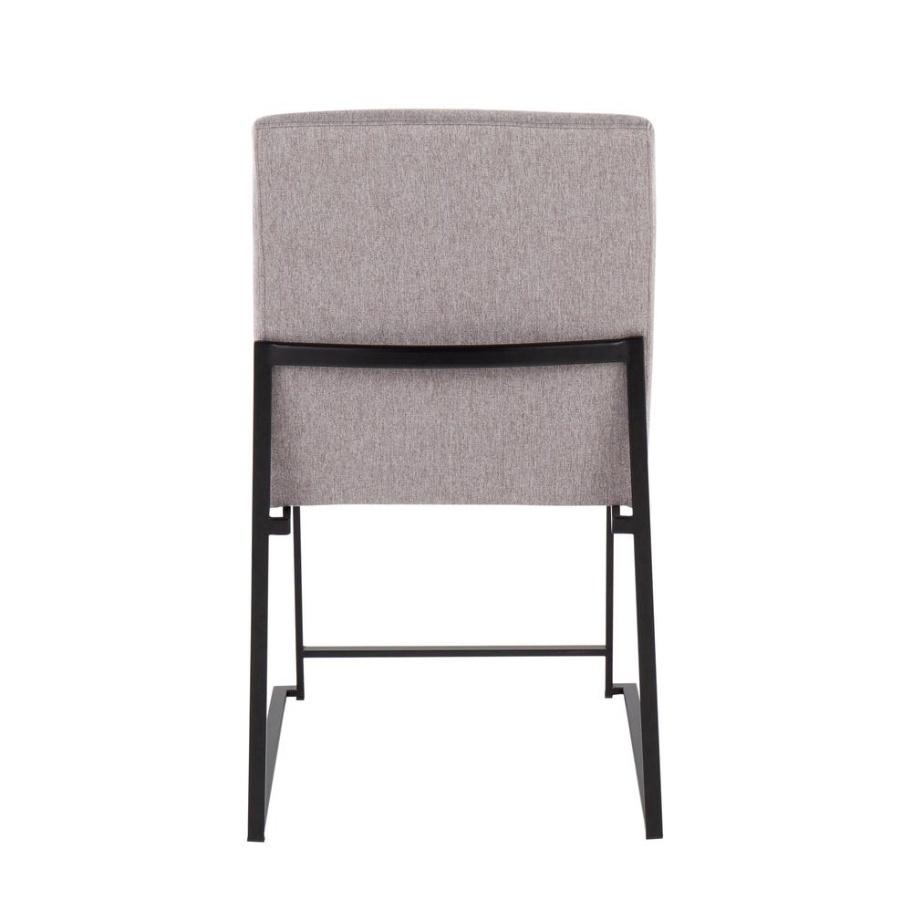 Black Steel, Light Grey Fabric High Back Fuji Dining Chair - Set of 2. Picture 5