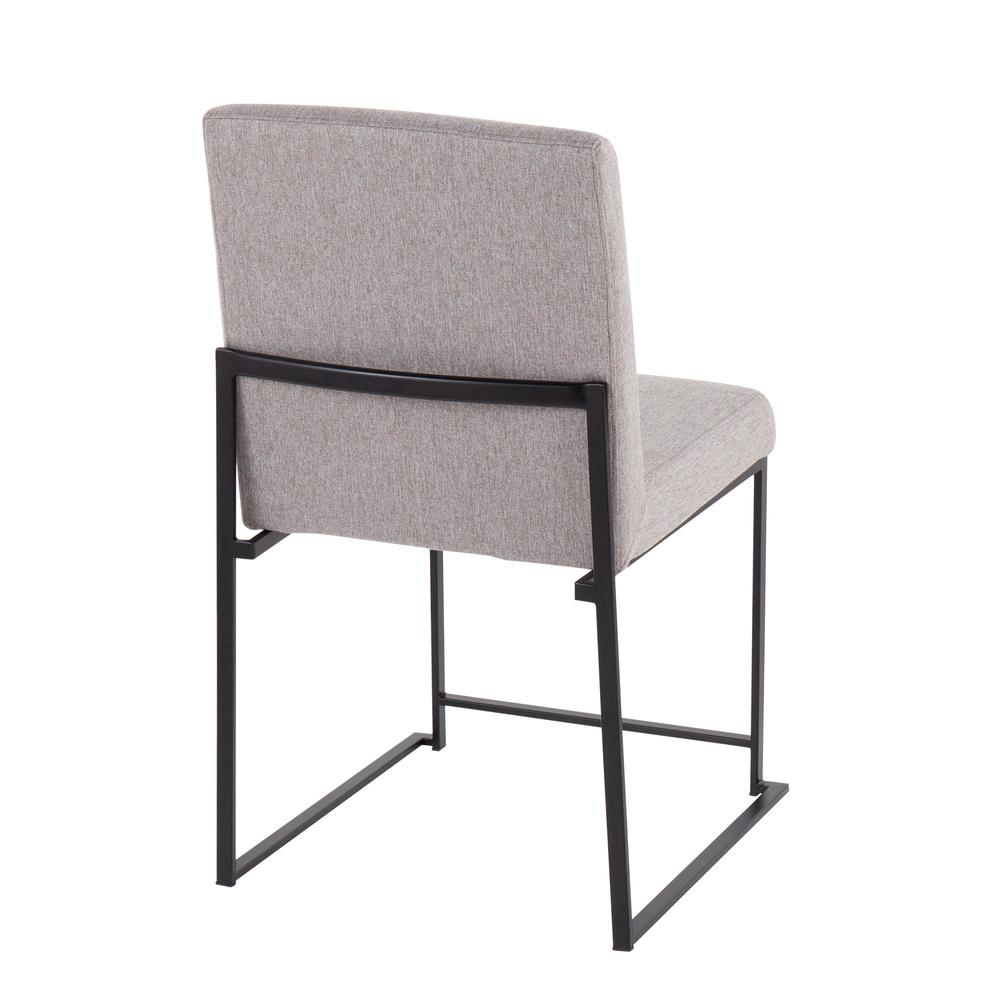 Black Steel, Light Grey Fabric High Back Fuji Dining Chair - Set of 2. Picture 4