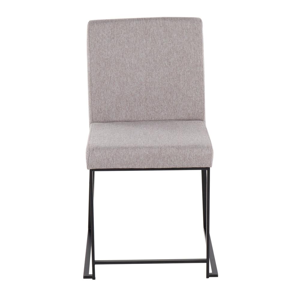 Black Steel, Light Grey Fabric High Back Fuji Dining Chair - Set of 2. Picture 6