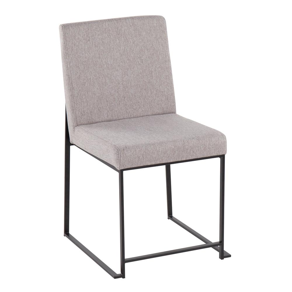 Black Steel, Light Grey Fabric High Back Fuji Dining Chair - Set of 2. Picture 2