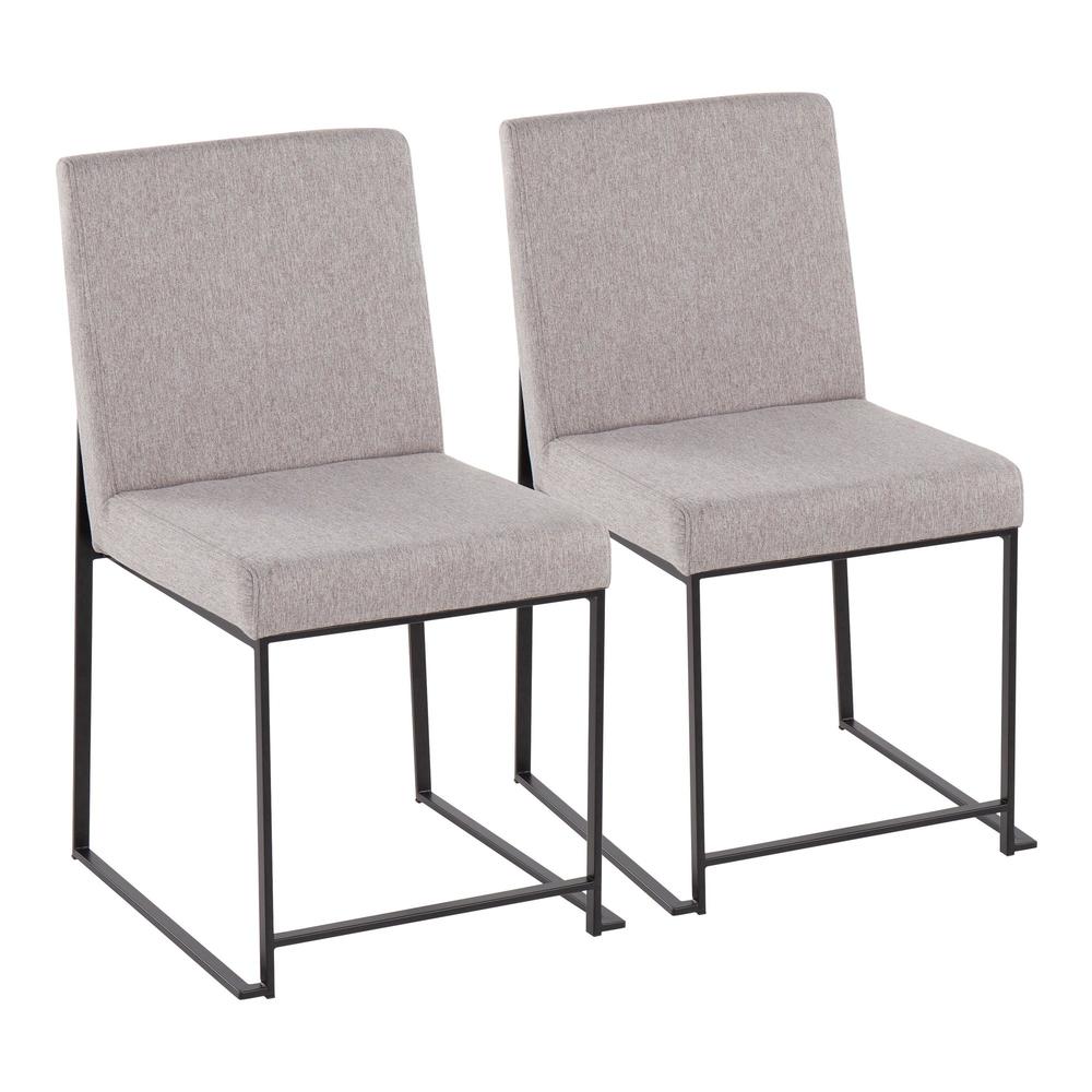 Black Steel, Light Grey Fabric High Back Fuji Dining Chair - Set of 2. Picture 1