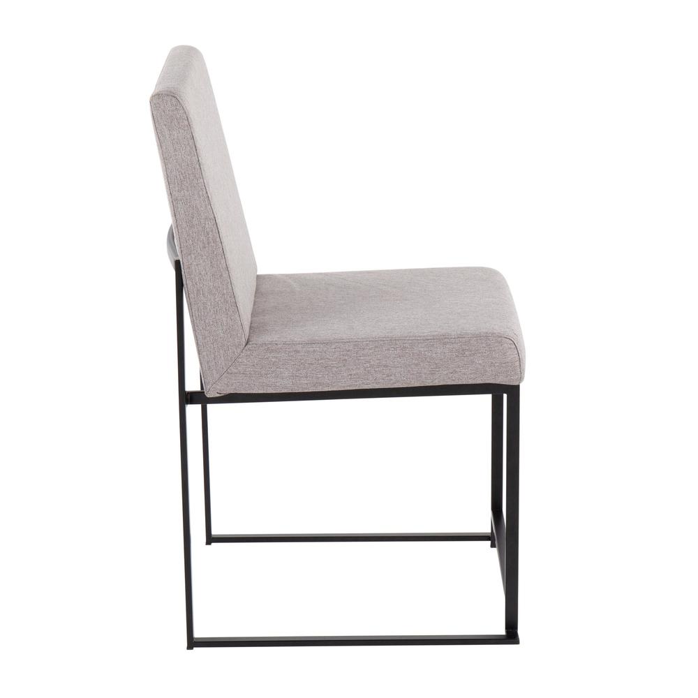 Black Steel, Light Grey Fabric High Back Fuji Dining Chair - Set of 2. Picture 3