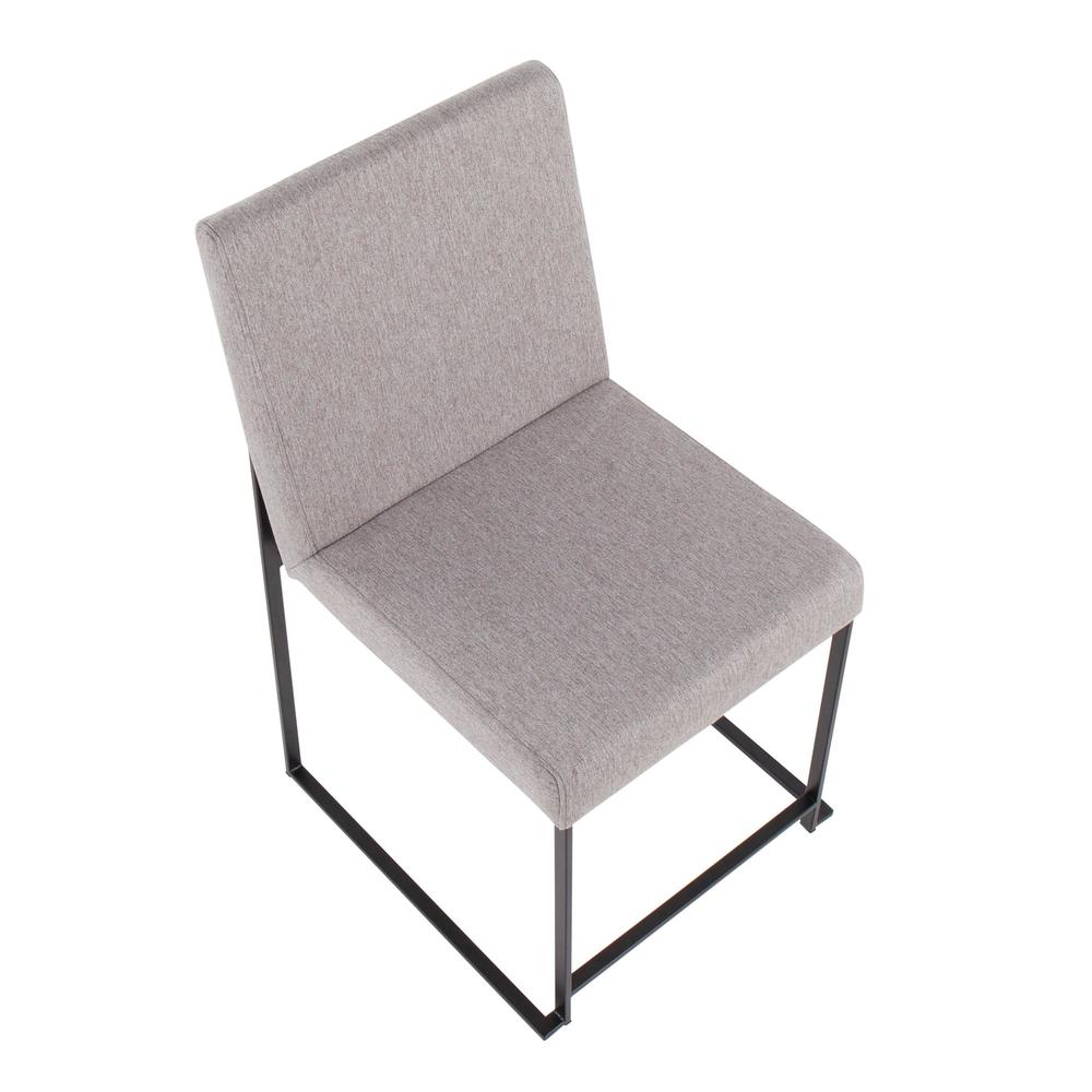 Black Steel, Light Grey Fabric High Back Fuji Dining Chair - Set of 2. Picture 7