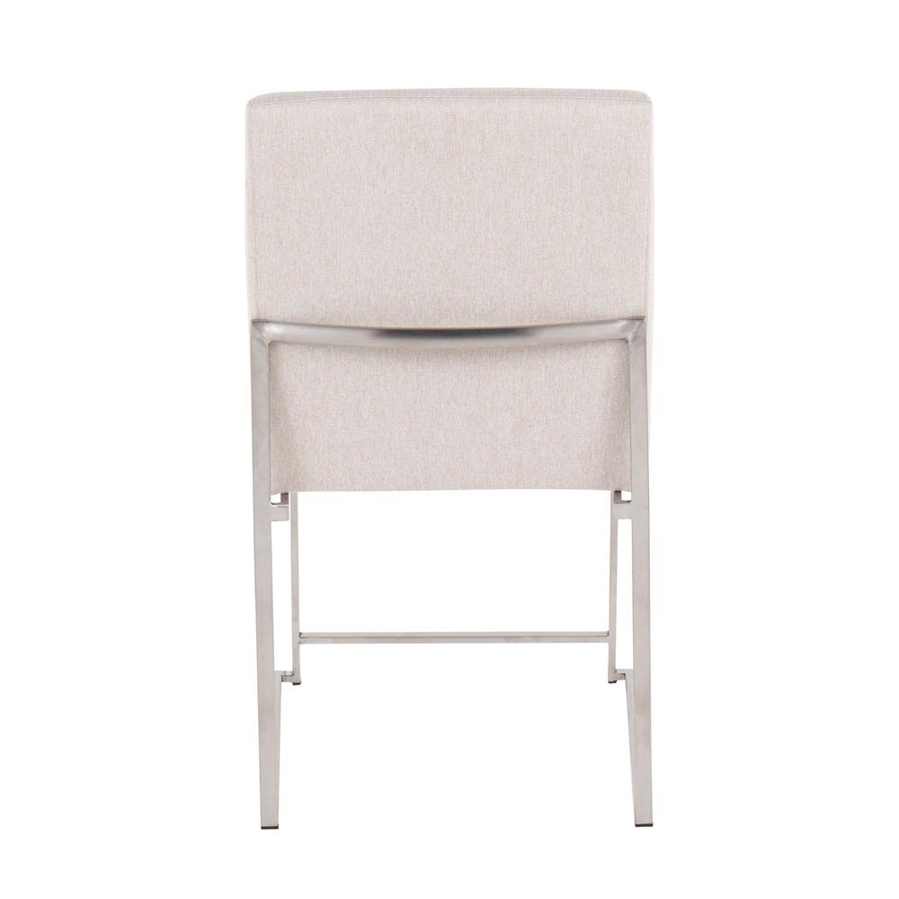 Brushed Stainless Steel, Beige Fabric High Back Fuji Dining Chair - Set of 2. Picture 5