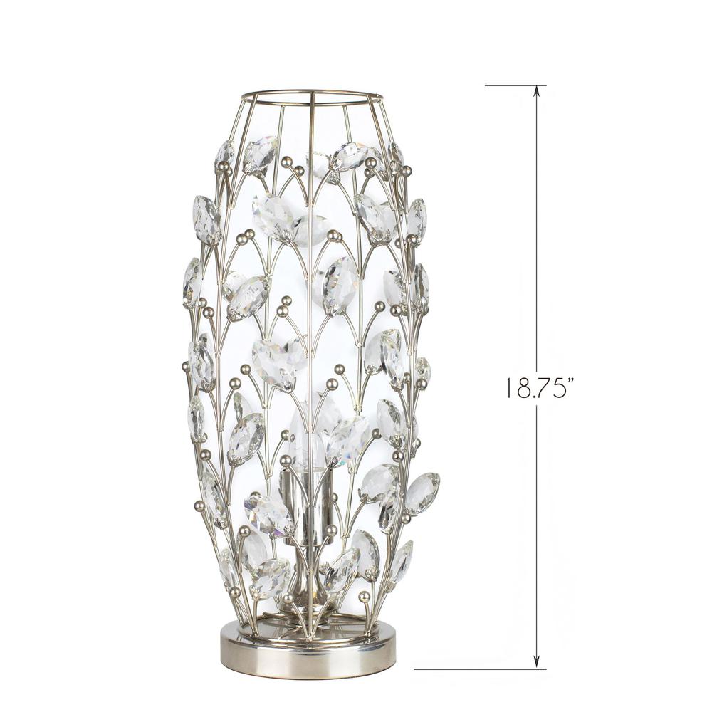 Polished Nickel, Clear Crystal Crystal Buds 18" Metal Uplight. Picture 6