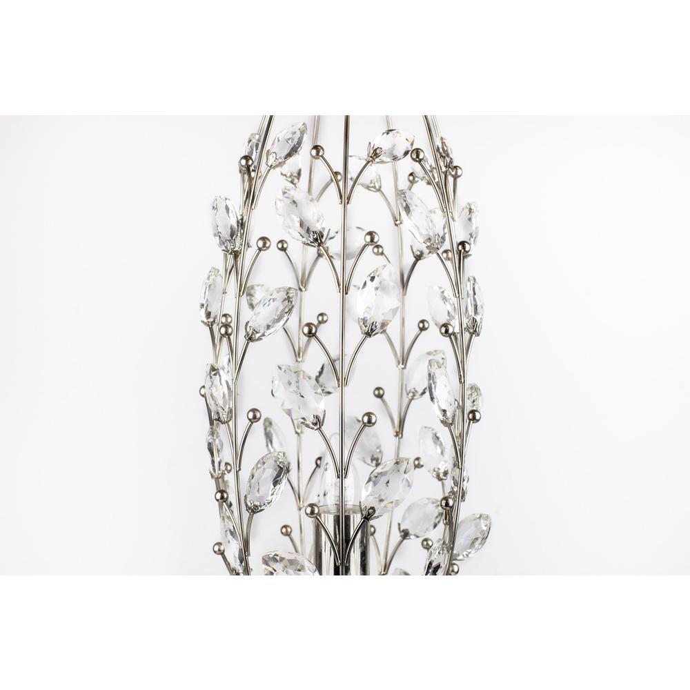 Polished Nickel, Clear Crystal Crystal Buds 18" Metal Uplight. Picture 4