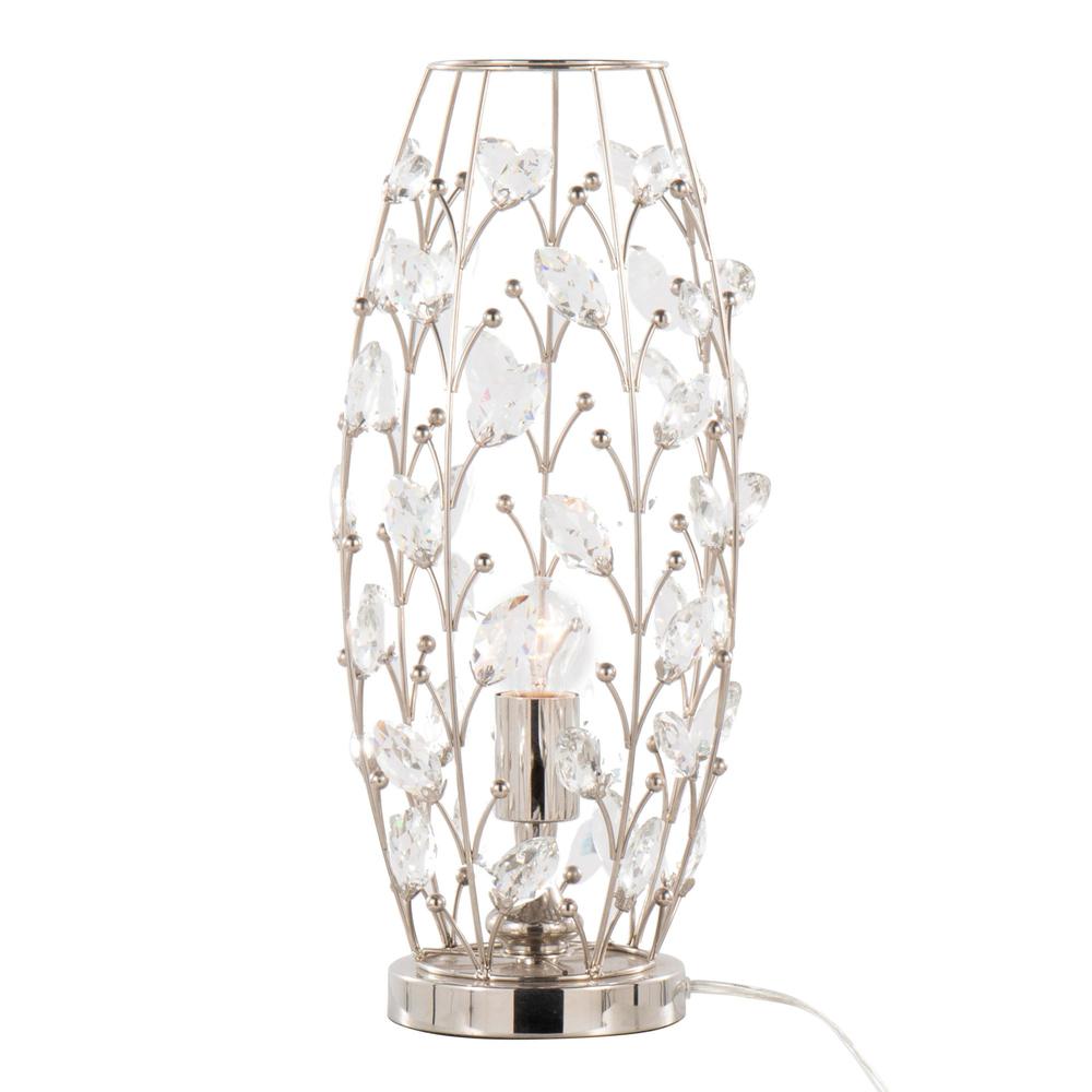 Polished Nickel, Clear Crystal Crystal Buds 18" Metal Uplight. Picture 2