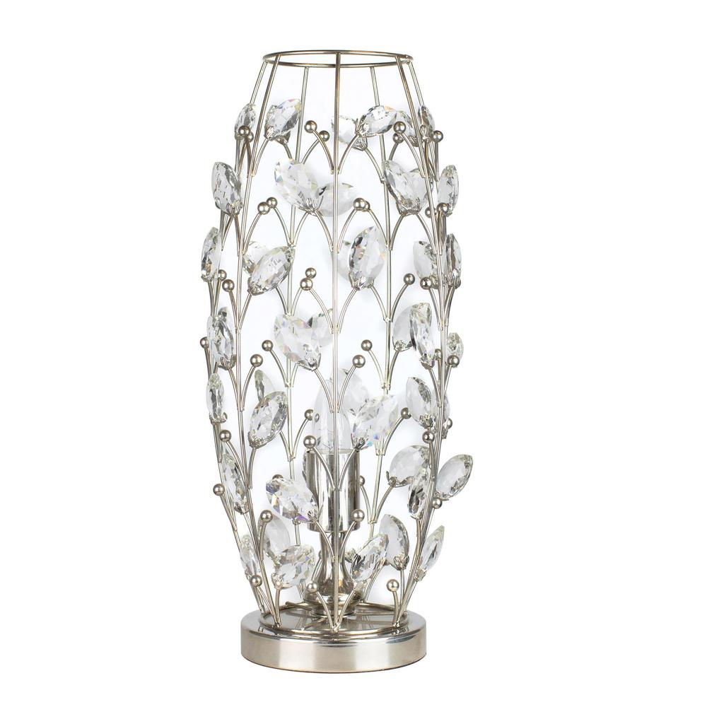Polished Nickel, Clear Crystal Crystal Buds 18" Metal Uplight. Picture 5