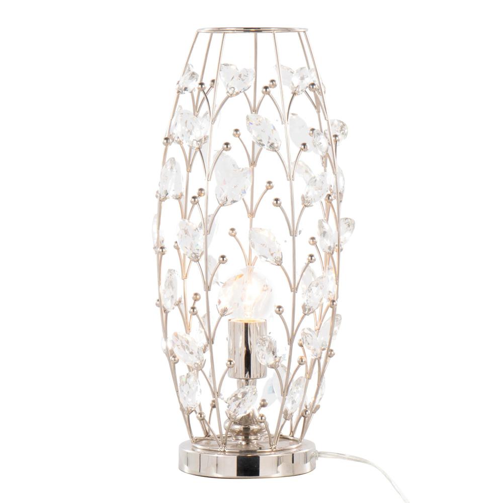 Polished Nickel, Clear Crystal Crystal Buds 18" Metal Uplight. Picture 1