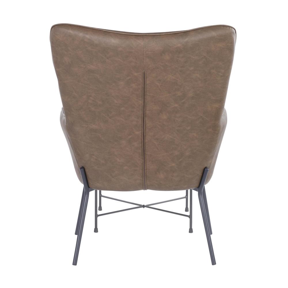 Black Metal, Espresso PU Izzy Lounge Chair + Ottoman Set. Picture 4