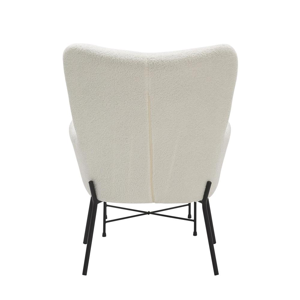 Black Metal, White Sherpa Izzy Lounge Chair + Ottoman Set. Picture 4