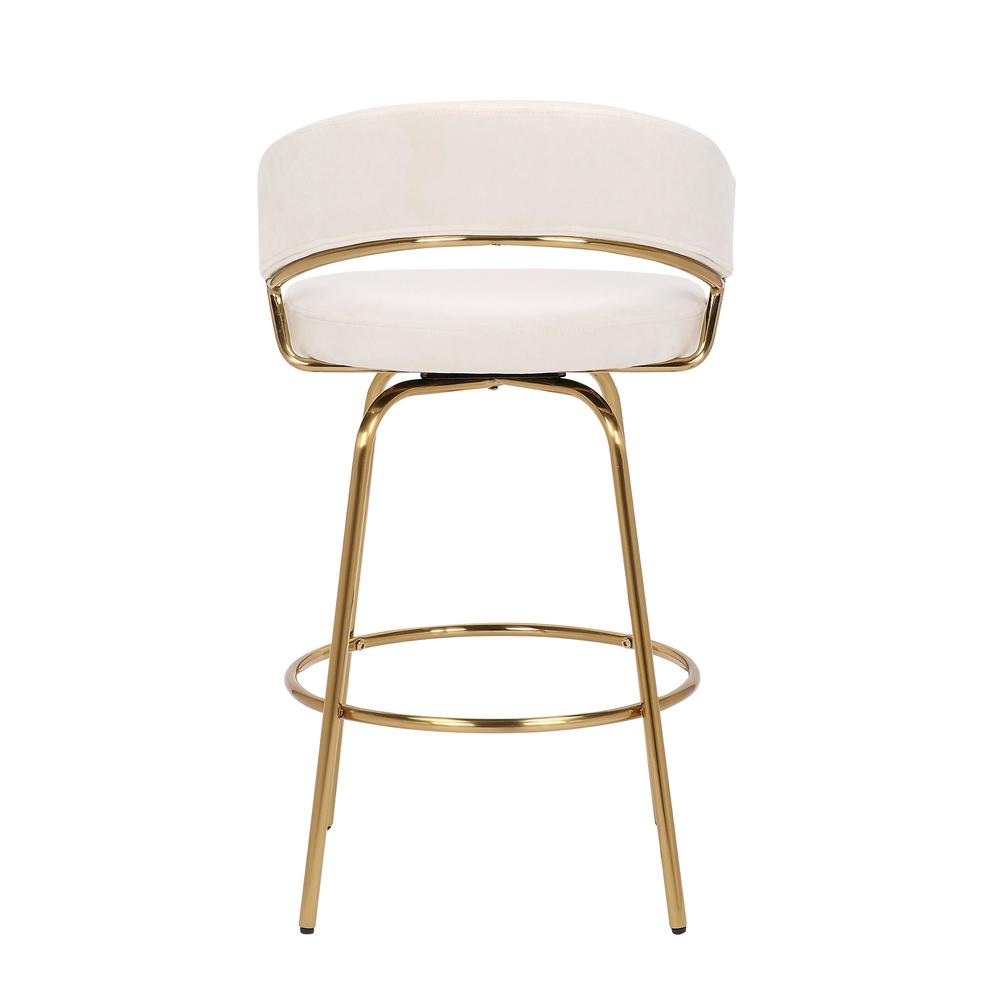 Gold Metal, Cream Velvet Jie Fixed-height Counter Stool - Set of 2. Picture 5